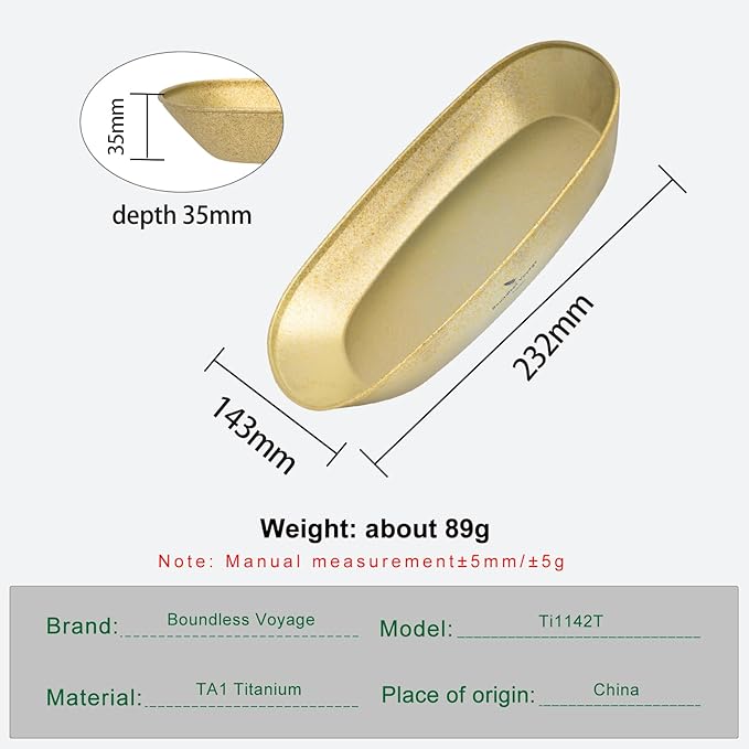 iBasingo Titanium Camping Plates 10 / 9 Lightweight Portable Metal Service Dishes Outdoor indoor Single-layer Durable Bread Dessert Vegetables Fruit Chips Dinnerware (Gold Ti1142T-S)