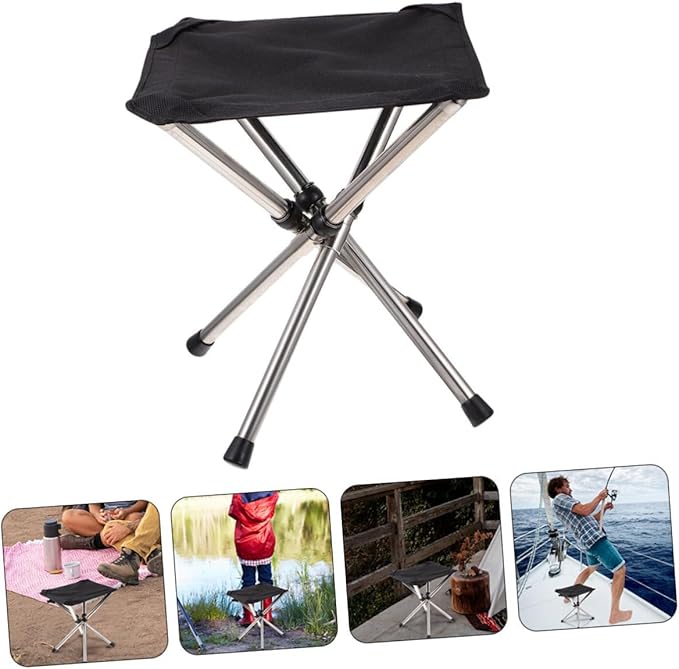 Yardwe Outdoor Folding Stool Telescopic Camping Chair Fishing Folding Stool Compact and Portable for Activities