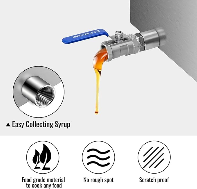 Maple Syrup Evaporator Pan Stainless Steel Maple Syrup Boiling Pan With Valve For Boiling Maple Syrup24Dx24Wx9.5H