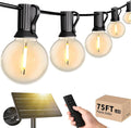 Svater Solar Outdoor String Lights 75 FT G40 Patio Lights Shatterproof Dimmable Vintage Edison Bulbs Solar Powered Weatherproof Light for Patio Backyard Garden Bistro Warm White