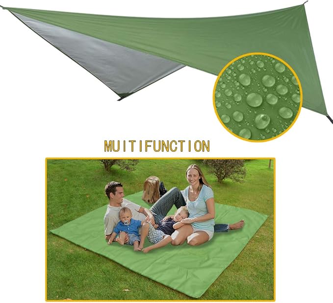 YCD Portable Camping Hammock SetSingle Double HammockInsect-Proof netRain Fly Tarphigh-Strength Parachute Cloth HammockBackpack Hiking Courtyard Outdoor Activities.
