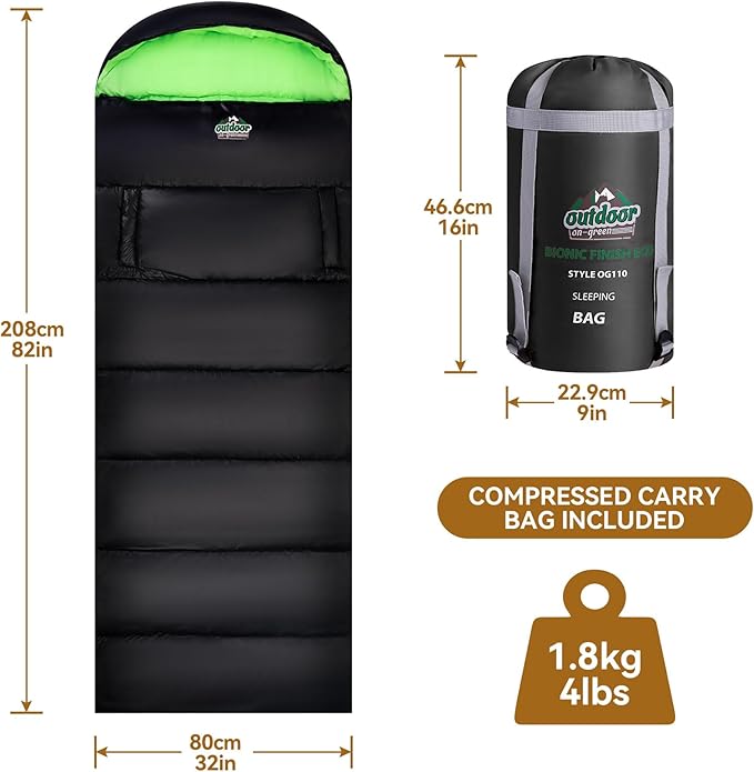 4 Season Adults &amp Kids Sleeping Bag - Warm Waterproof &amp Lightweight - Great for Camping Backpacking &amp Hiking