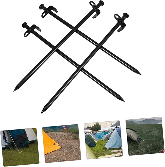 VICASKY 4Pcs Metal Ground Stakes for Garden Durable Outdoor Metal Stakes with Sharp Tips for Tent Fixing Greenhouse and Landscape Compact and Lightweight Design