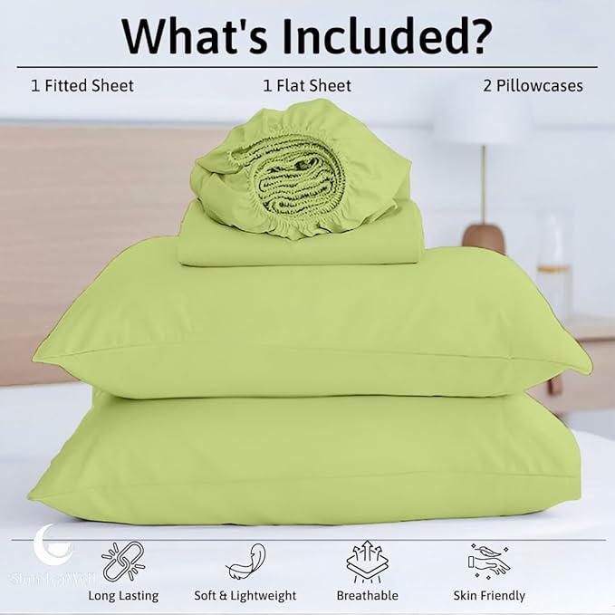 SlumberWell 4 Piece Luxury Soft Microfiber Fitted Bed Sheet Set for Campers 8 to 12 Inch Deep Pocket RV Full 54 x 75 Sage Green