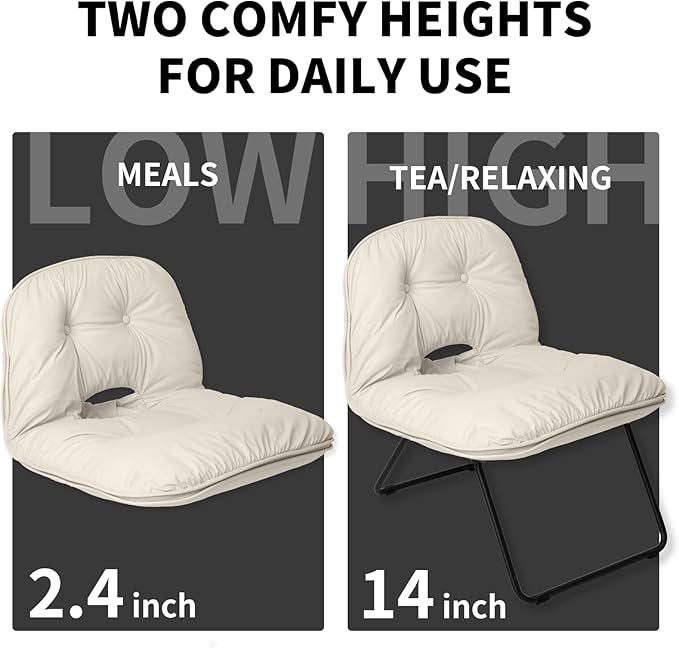 Saucer Accent ChairStylish Foldable Handbag Design for Living Room/Dorm (Beige)