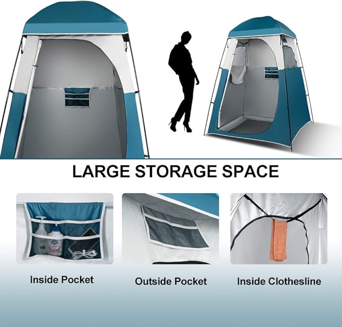VINGLI 6.7FT Shower Tent Changing Room Tent for Portable Toilet with Mesh Floor and Carrying Bag Lightweight &amp Sturdy Perfecr for Camping Boat Dressing Outdoor or Indoor