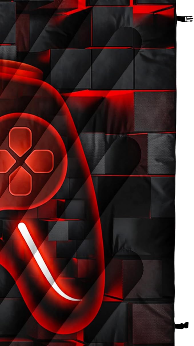 Axolotl Gamepad Warm Puffy Camping BlanketLightweight Geometry Hexagonal Printed Packable Outdoor BlanketBoys Game Console Outdoor Camping Blanket Backpacking for Traveling Picnic Beach Cold Weather