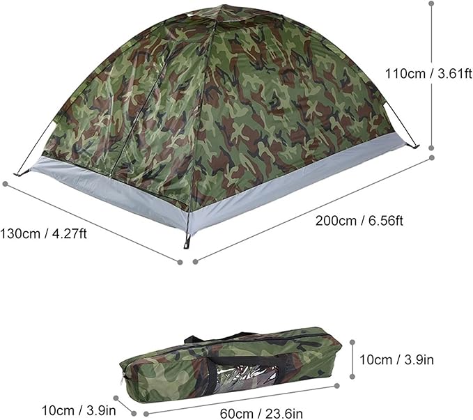 2-Person Single-Layer Camouflage Camping Tent – Portable Outdoor Tent for Summer Camping &amp Travel