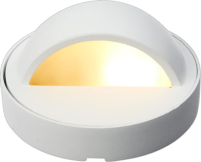 VOLT Cast Brass 12V Deck Light (White) with 3W 2700K Warm White G4 LED Bulb for Low Voltage Landscape Lighting on Outdoor Patio Railing Step Fence &amp Dock