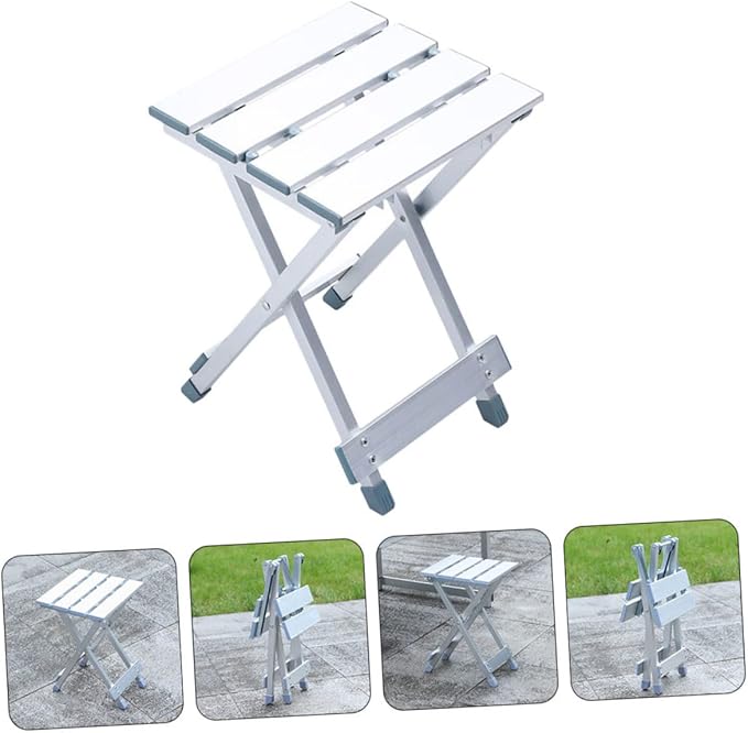 CHILDWEET Outdoor Folding Chair Aluminum Alloy Stool Multipurpose Portable Stool for Kitchen Garden
