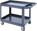Utility Service Cart with Wheels and Two Trays Service Cart 2-Shelf 500lbs Rolling Utility Cart for Warehouse/Garage/Cleaning/Manufacturing 2 Tier Heavy Duty Uline Tool Cart 45X25 Gray