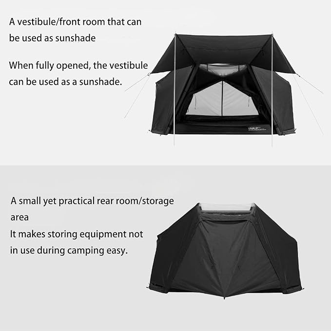 2025 Upgraded Crab 4P Canvas Inflatable Camping Tent with Rainfly Pump Groundsheet TPU Door Easy Setup Blow Up Air Tent for Camping Air Tent with Mesh Skylight Windows&ampDoors