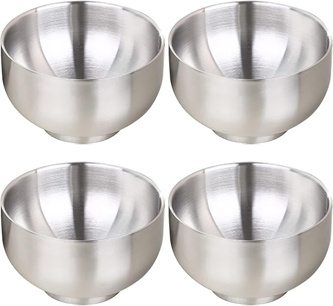 DEVICO Soup Cereal Bowls 4-Piece 19-Ounce Stainless Steel Salad Rice Dessert Serving Bowl set Matte Finish