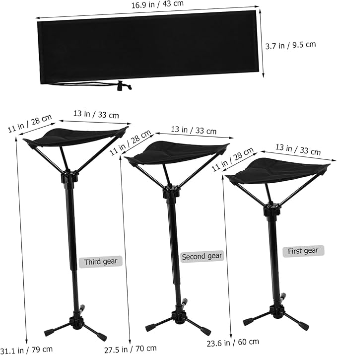 VICASKY Outdoor Stool Portable Height Adjustable Folding Chair for Camping Hiking Fishing