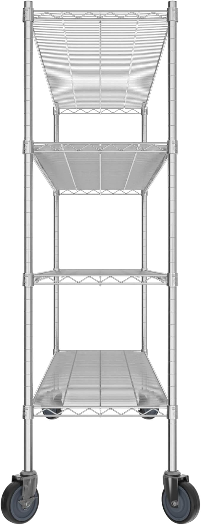 Commercial NSF Listed Chrome Mobile Wire Shelving Kit 18 x 72 x 60 with 4 Shelves Perfect for Warehouse Walk-in Refrigerator Freezer Grocery Store Restaurant Dishroom