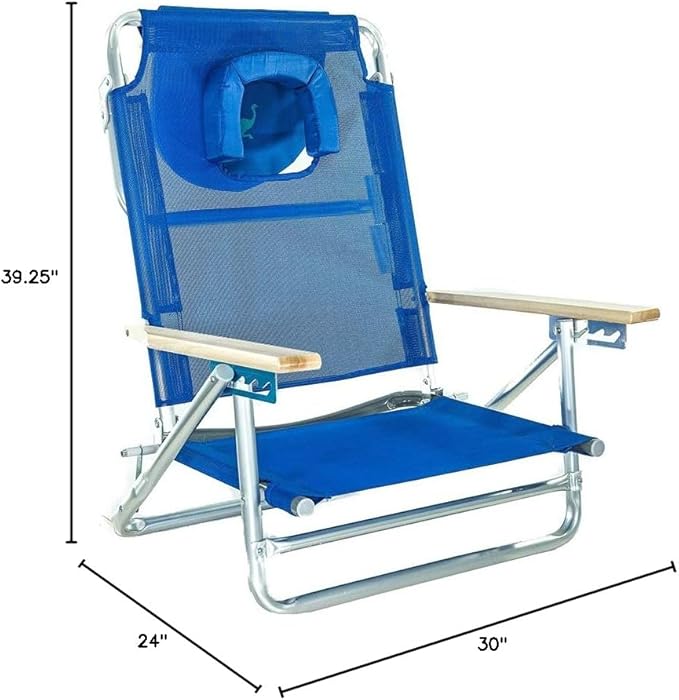 Ostrich SBSC-1016B South Adult Beach Lake Sand Lounging Chair Blue (2 Pack)