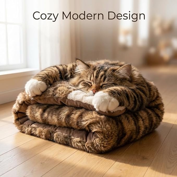 Soft Cat Sleeping Bag for Humans - Fluffy Cat Sleeping Bag for Adults - Warm Plush Envelope Design for Indoor &amp Outdoor Use