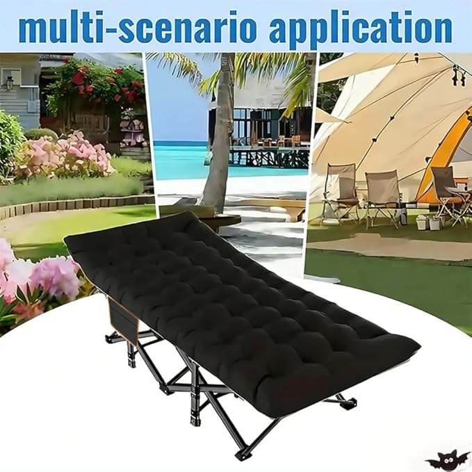 Camping bed with a load capacity of 560/660/760 lbs with a mattress and a storage bag. It is a foldable and easy-to-store guest bed A version without a mattress is also available (Black 660lbs)