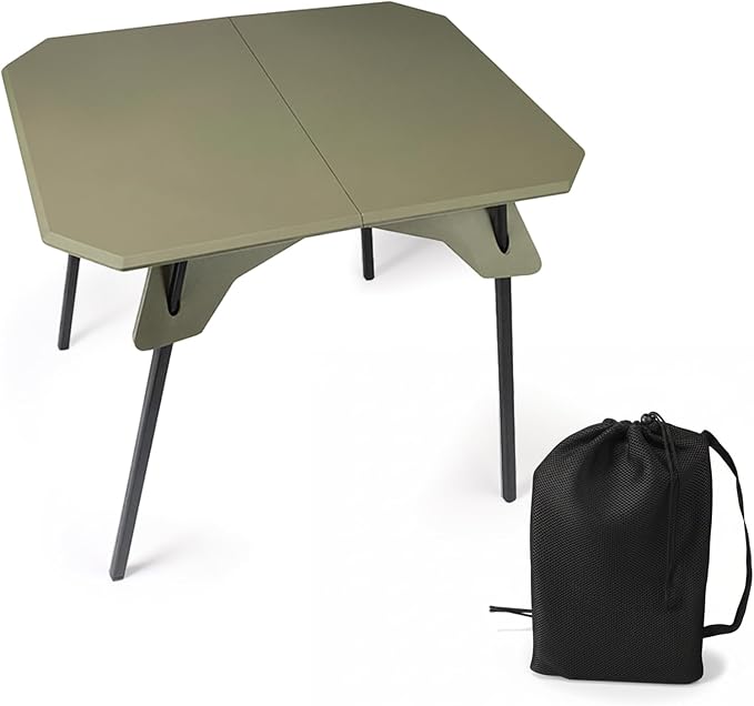 ele ELEOPTION Portable Folding Camping Table Aluminum Legs Fold up Lightweight Outdoor Ultralight Small Foldable Camping Table with Carrying Bag for Beach Picnic Grilling Hiking Fishing Green