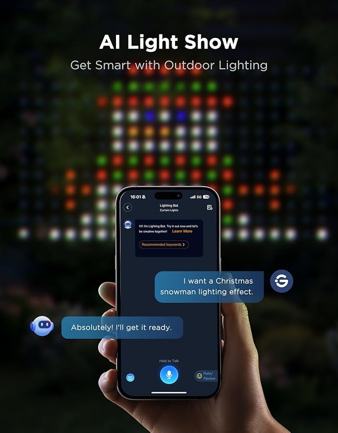 Govee Outdoor Net Lights 2.8*9.4ft with RGBIC and DIY Functions 480 LEDs Smart Net Lights with 64 Modes for Bush Patio Decor Compatible with Alexa &amp Google Assistant Outdoor Waterproof Green