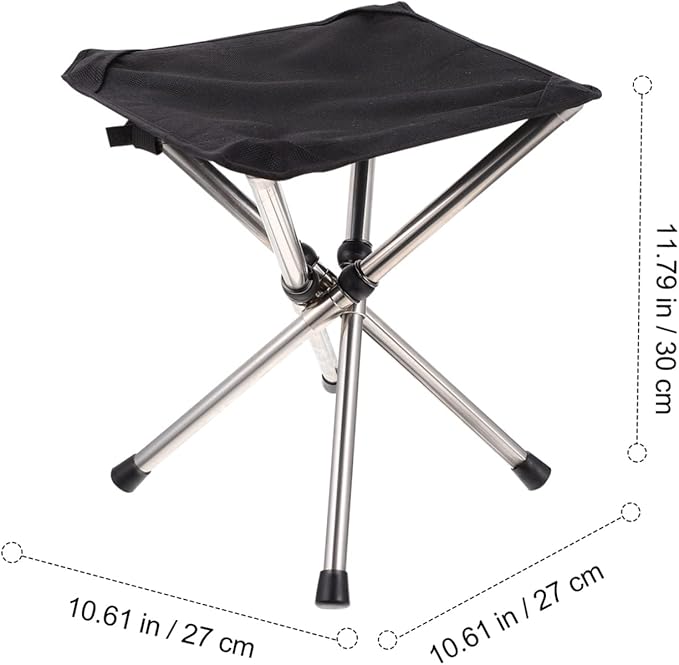 Yardwe Portable Outdoor Folding Stool Stainless Steel Camping Chair Adjustable Height Fishing Stool Lightweight for Hiking Travel and Picnics