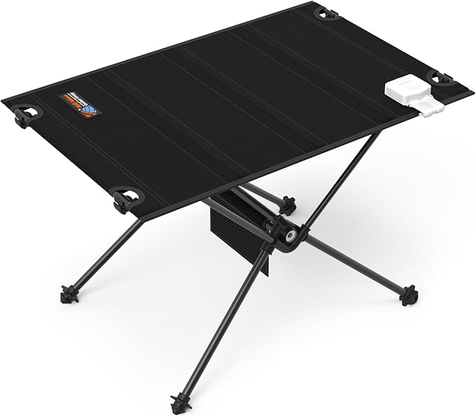 ECOeshiner Solar Folding Table 28W Camping Table - Solar Charging Mesh Bag Two USB Ports Heat + Water + Splash Resistant Solar Powered Beach Table Picnic Table Outdoor Table