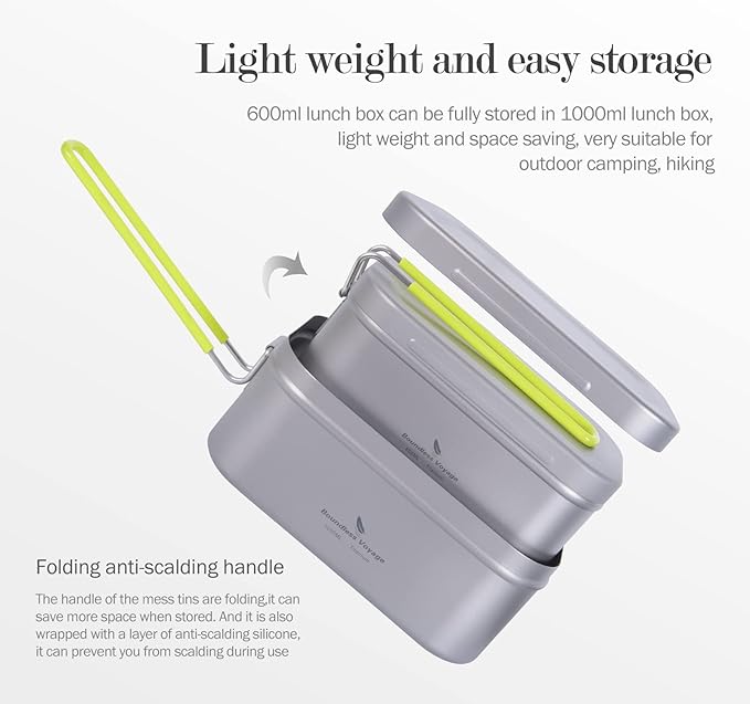Boundless Voyage Camping Box Lunch Box with Folding Handle Collapsible Bowls with Lids Outdoor Tableware Ultralight Camping Mess Kit