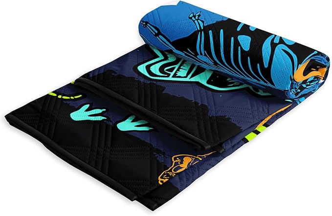 Outdoor Picnic Blanket Portable Ultrasonic Waterproof Picnic Dinosaur Theme Cartoon Printed Camping Beach Mat for Sand and Wet Grass Hiking (Dinosaur L