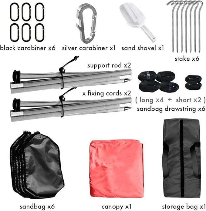 Beach Canopy Windproof Design Sun Shelter UPF50+ Portable Family Tent with 6 Sandbags Anchors 8x8 FT 2 Pole Pop Up Outdoor Shelter for Beach Camping Fishing Backyard