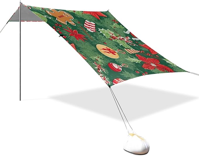 Christmas Gingerbread ManCamping Sun Shelters 9.2 x 10.5 FT Beach Canopy Tent Sun Shade with Carrying Bag for Camping Trips Fishing Backyard Fun or Picnics 21341746