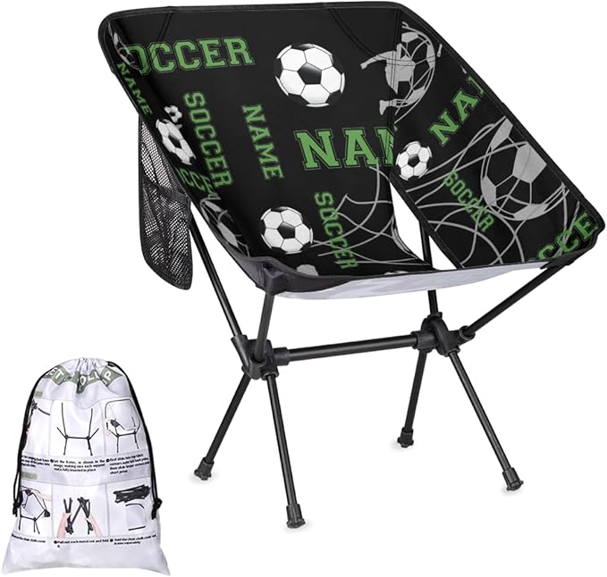 Custom Camping Chair Personalized Portable Backpacking Chair with Name Lightweight Folding Chair for Beach Hiking Soccer