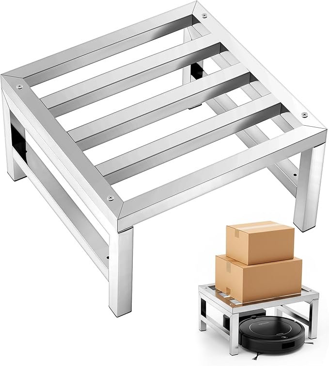 1 Pack Dunnage Rack 13.8 Long x 13.8 Wide 7.9 Height Stainless Steel Dunnage Rack 700+ Pound Capacity Storage Commercial Food Service Storage in Restaurant Kitchens Shop