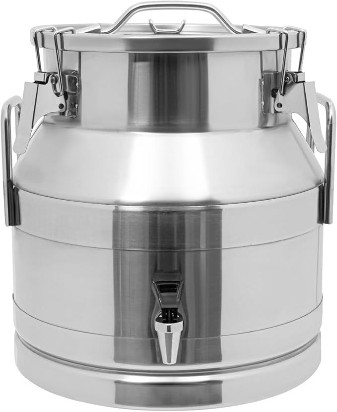 20L Stainless Steel Milk Can Heavy Duty Food Storage &amp Transport Container for Dairy Wine Grains Ideal for Home Farm &amp Commercial Use With a Faucet