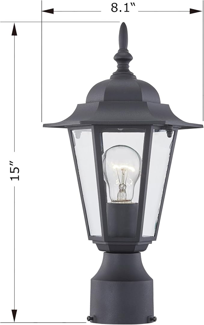 WISBEAM 2 Packs Outdoor Post Light Pole Lantern E26 Base 60W Max Aluminum Housing Plus Glass Wet Location Rated ETL Qualified Bulbs not Included Black