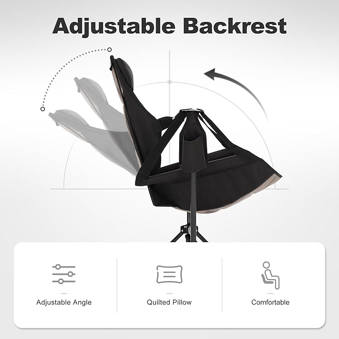 LET'S CAMP Hammock Camping Chair Lightweight Portable Outdoor Chair for Camping and Hiking Supports 300lbs Black