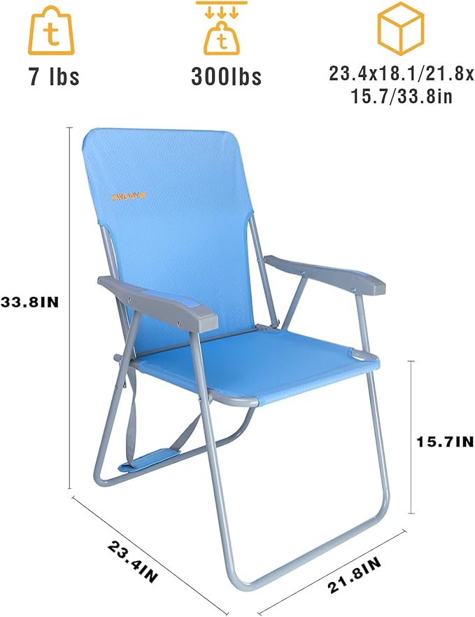 #WEJOY Portable Beach Chair Lightweight Foldable Camping Chair High Back Folding Chairs Outdoor Chairs with Shoulder Strap for Camping Hiking Picnic Fishing Support up to 300lbs
