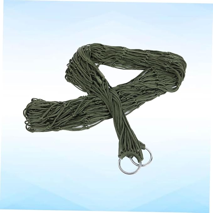 Happyyami 2pcs Strong Nylon Rope Mesh Hammock Portable Hanging Swing Bed Outdoor Leisure Bed for Camping Hunting