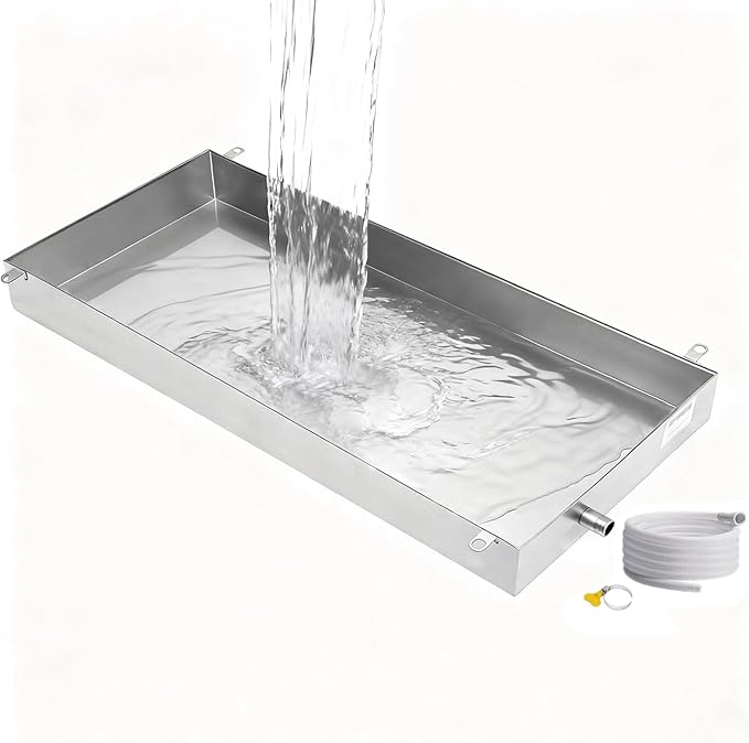 Leak-Proof Condensate Drain Pan – 50x30cm (20x12in) Drip Tray for Air Conditioning Kitchens Plants &amp Pets - Water Collection Solution