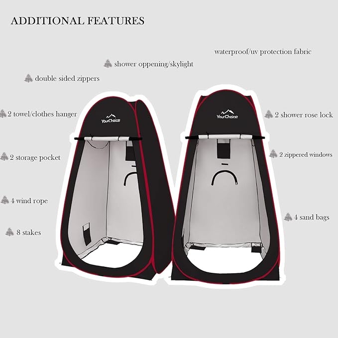 Your Choice 3.9x3.9x6.9FT Pop Up Privacy Tent Large Portable Camping Changing Room with 2 Storage Pockets &amp 4 Sandbags Outdoor Shower &amp Toilet Shelter for Beach RV Camping &amp Hiking