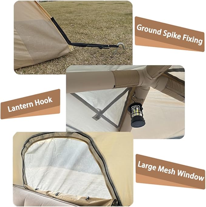 Camping Inflatable Tent with Pump 4 Person Easy Set up Glamping House with Mesh Waterproof Family Air Blow Up Tents