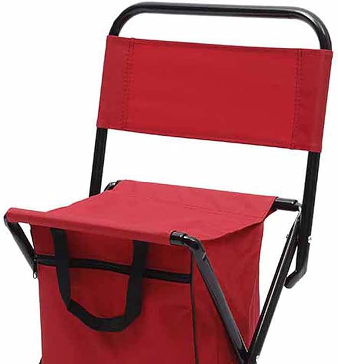 Folding Fishing Chair Portable Foldable Leisure Back Chair with Bag for Outdoor Camping Fishing Hiking Backpacking (Red)