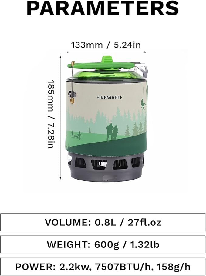 Fire-Maple Fixed Star 3 Personal Cooking System | Pot/Jet Burner Stove System with Electric Ignition | Ideal for Hiking Camping Backpacking Fishing Hunting Trips and Emergency Use Green