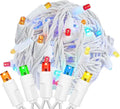 Novelty Lights 34ft Christmas String Lights 100 Multicolor LED Bulbs on White Wire 4 Spacing Connectable Indoor Outdoor Commercial Grade Lighting for Holidays Patio Weddings