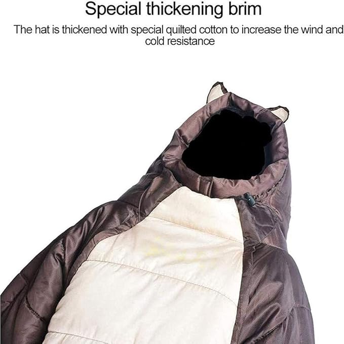 Wearable Sleeping Bag 3 Season Bear-Shaped Sleeping Bag Camping Adults Full Body Sleeping Pouch for CampingTraveling Hiking Backpacking