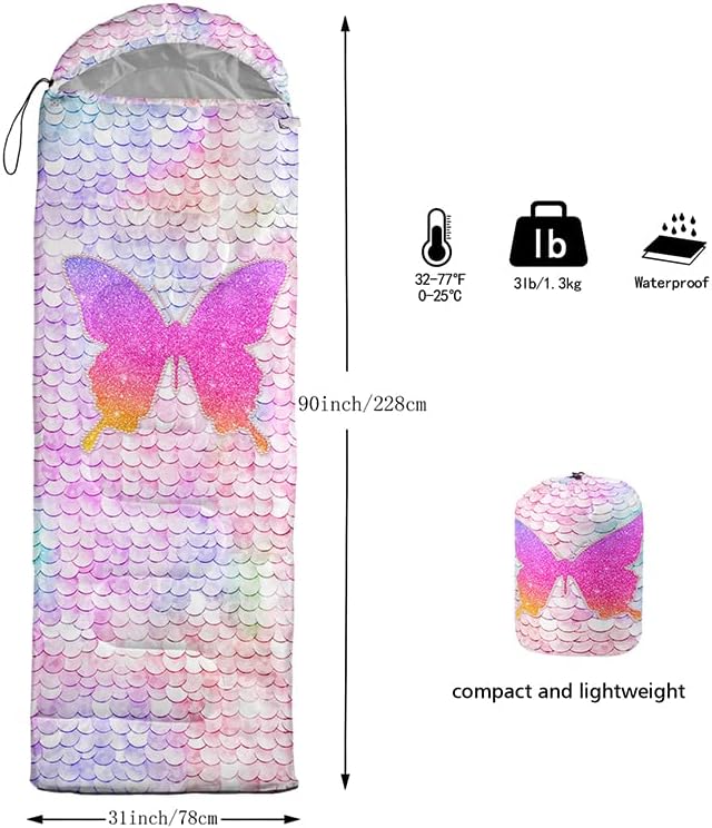 QOOMO Camping Sleeping Bags3 Season Warm &amp Cool WeatherLightweightWaterproof Sleeping Bags for Adults &amp KidsTravelingand OutdoorsCamping Gear Equipment