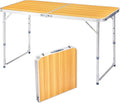 Portable Camping Table with Carrying HandleOutdoor Folding TableFolding Dining Tablefor Camping and Party (Wood Grain 4ft)