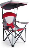 ALPHA CAMP Camp Chair with Shade Canopy Folding Camping Chair with Cup Holder and Carry Bag for Outdoor Camping Hiking Beach Heavy Duty 300 LBS Red