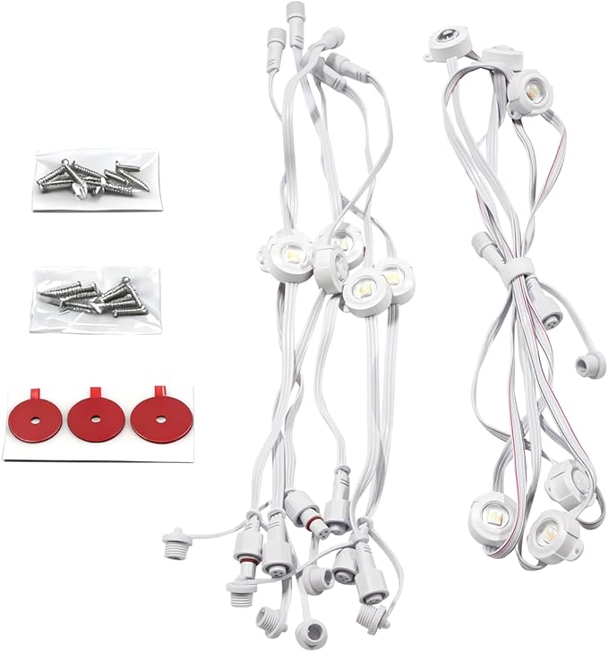 ASAHOM S1070 8.2ft Extension Lights with 6 LEDs and 6pcs of 1.38ft Extension Lights with 1 LED Only Compatible S1070 RGBCW Permanent Outdoor Light (White)