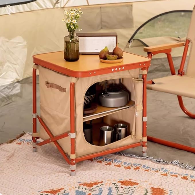Camping Kitchen Box with Tabletop Camping Table Foldable with Storage Bags Portable Camp Organizer Cabinet for Outdoor and Gear Storage Containers for Easy Carry