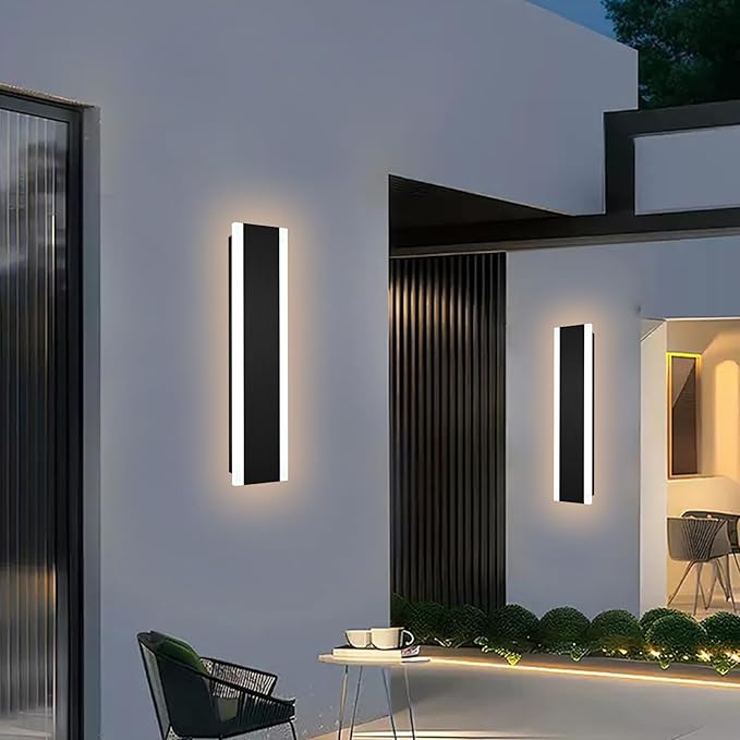 24-Inch 2-Pack Outdoor LED Wall Sonce Waterproof IP65 Modern Wall Light Fixture with Build-in Integrated LED &amp 5 Color (3000K/3500K/4500K/5000K/6000K) for Front Door Garage House